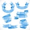 Set of vector festive blue ribbons various forms for decoration 3