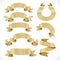 Set of vector festive golden ribbons various forms for decoration
