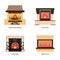 Set of vector fireplace colored icons