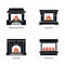 Set of vector fireplace icons