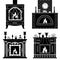 Set of vector fireplaces silhouettes