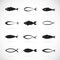 Set of vector fish icons on white background.