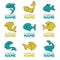 Set of vector fish logo, icons, signs,