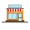 Set of vector flat design restaurants and shops facade icons.Includes shop,newspaper,coffee shop,ice cream shop, flower shop,