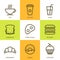 Set of vector flat food illustration. Breakfast multicolor icons