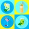 Set vector flat icons, cocktails, mint, lime, peach, ice cream,