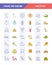 Set Vector Flat Line Icons Fishing and Hunting