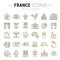 Set Vector Flat Line Icons France and Paris