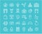 Set Vector Flat Line Icons France and Paris