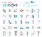 Set Vector Flat Line Icons Mountaineering