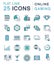 Set Vector Flat Line Icons Online Gaming