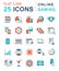 Set Vector Flat Line Icons Online Gaming