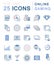 Set Vector Flat Line Icons Online Gaming