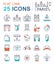 Set Vector Flat Line Icons Paris and France