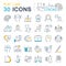 Set Vector Flat Line Icons of Stroke