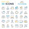 Set Vector Flat Line Icons Television