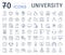 Set Vector Flat Line Icons University