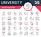 Set Vector Flat Line Icons University