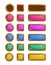 A set of vector game buttons for the design of games and applications. Colored wooden buttons.