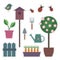 Set of vector garden stickers for scrapbooking