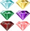 Set of vector gems and diamonds icons.