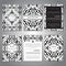 Set of vector geometric black and white brochure templates for business and invitation. Ethnic