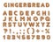 Set of vector gingerbread dark brown cookies tasty delicious shaped english alphabet font letters, icing-sugar covered