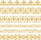Set of vector gold seamless Kazakh national ornament. Ethnic pattern of the nomadic peoples of the great steppe, the Turks.
