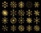 Set of vector gold snowflakes - abstract geometric shapes for Christmas holiday designs