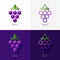 Set of vector grapes logo, icon, label elements.