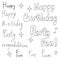 A set of vector graphic elements inscriptions, fonts, happy birthday