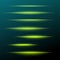 Set of vector green lens flares lines with sparkling particles. Design elements dark aqua background