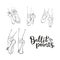 Set of vector hand drawn ballet shoes points