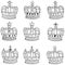 Set of vector hand drawn crowns doodle