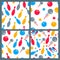 Set of vector hand drawn doodle bowling seamless pattern.