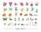 Set of vector hand drawn flat insects. Funny bugs collection. Cute forest illustration with butterflies, bees, caterpillars for