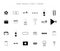 Set of vector hand drawn icons. Cinema isolated objects, cinematography illustrations and logo elements.