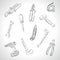 Set of vector hand-drawn work tools. Manual tools Repair Icons on white background.DIY tools