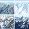 Set of vector Himalaya alps mountain background texture seamless patterns