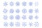 Set of vector ice snowflakes blue flake of snow gradient