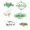 Set of vector icons.100% bio, eat local, healthy food, farm fresh food, eco, organic bio, gluten free, vegetarian, vegan labels