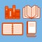 A set of vector icons of books. EBo