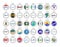 Set of vector icons. Cities of Canada flags Ontario province.