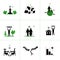 Set of vector icons of end of quarantine, virus epidemic,coronavirus.Victory over Covid-19.