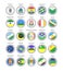Set of vector icons. Flags of Acre, Amapa and Roraima states, Brazil.