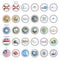 Set of vector icons. Flags and seals of Florida state, USA.