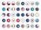 Set of vector icons. Flags and seals of Texas state, USA.