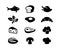 Set of vector icons, food, meal, bakery, catering, canteen and eatery