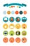 Set of vector icons of furniture and accessories in the style of 70\'s. Set of icons of the seventies.