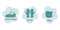 Set of vector icons with individual protection from coronavirus latex gloves, medical mask and Shoe covers. Flat style isolated on